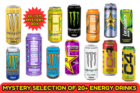 Ultimate Mystery Energy Drinks Box - Monster Energy, C4, Lucozade & More - 20 Different Flavours - Bargain Buddy UK